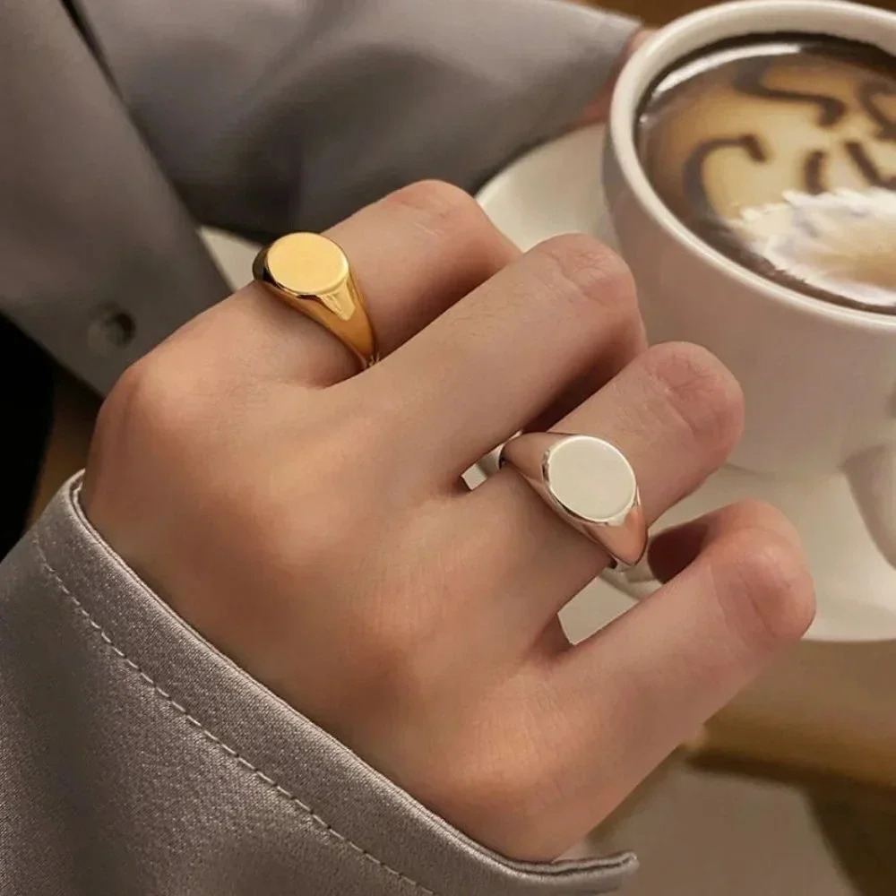 Minimalist 925 Sterling Silver Signet Ring Minimalist Dainty Ring